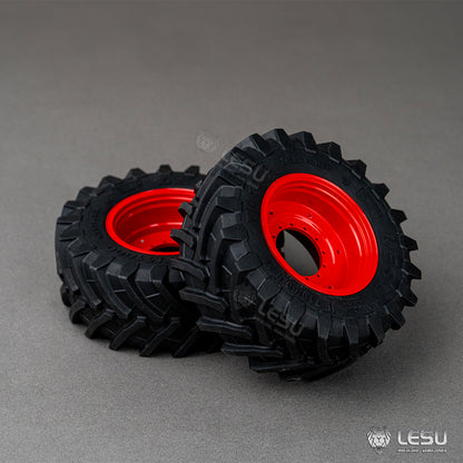 1Pair Front or Rear Wheel Rubber Tire Tyre Metal Wheel Hub for LESU 1/14 RC Hydraulic Tractor AOUE 1050 Agricultural Vehicle DIY Car