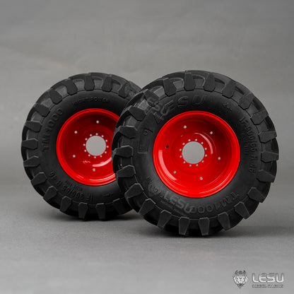 1Pair Front or Rear Wheel Rubber Tire Tyre Metal Wheel Hub for LESU 1/14 RC Hydraulic Tractor AOUE 1050 Agricultural Vehicle DIY Car