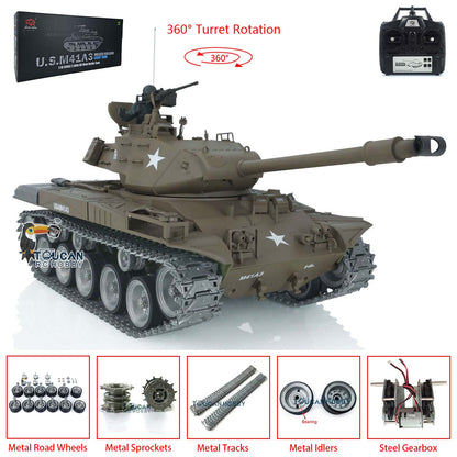 US STOCK Henglong 1/16 7.0 Customized Walker Bulldog RTR RC Tank 3839 Remote Controlled Model Smoking 360 Degree Full Metal Road Wheels