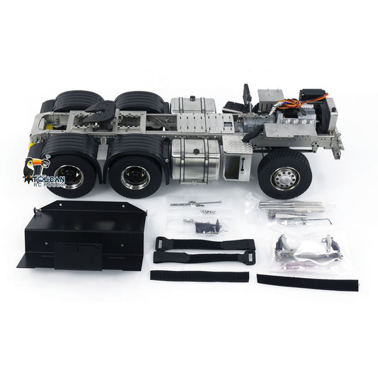 Metal 6x6 Chassis for 770S 1/14 RC Tractor Truck 3-speed Transmission Model Light Sound System Assembled and Unpainted Rear Axle Lifting