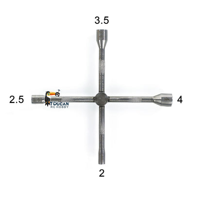 JDM-203 Metal Cross Socket 2.0/2.5/3.5/4.0mm for Scale RC Truck Excavator Loader Construction Vehicle Model DIY Accessories