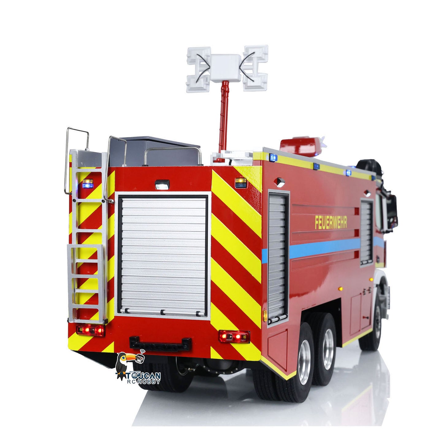 1/14 RC Fire Fighting Truck 6x6 Metal Chassis Remote Control Fire RTR Car Model Assembled and Painted 2-speed Transmission