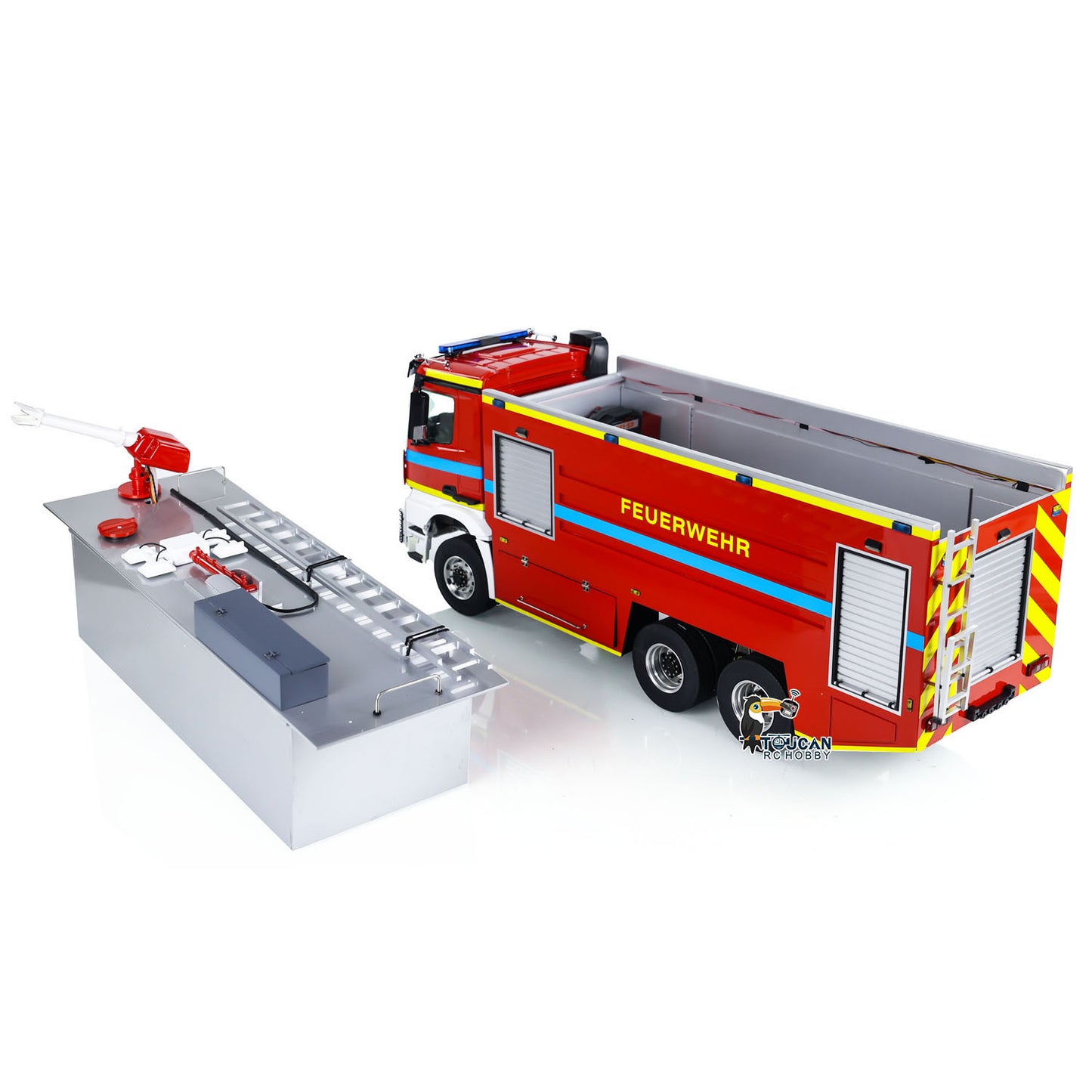 1/14 RC Fire Fighting Truck 6x6 Metal Chassis Remote Control Fire RTR Car Model Assembled and Painted 2-speed Transmission