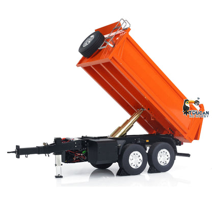 LESU Metal 1/14 2-Axle RC Hydraulic Equipment Radio Controlled Self-dumping Simulation Full Trailer DIY Models Painted