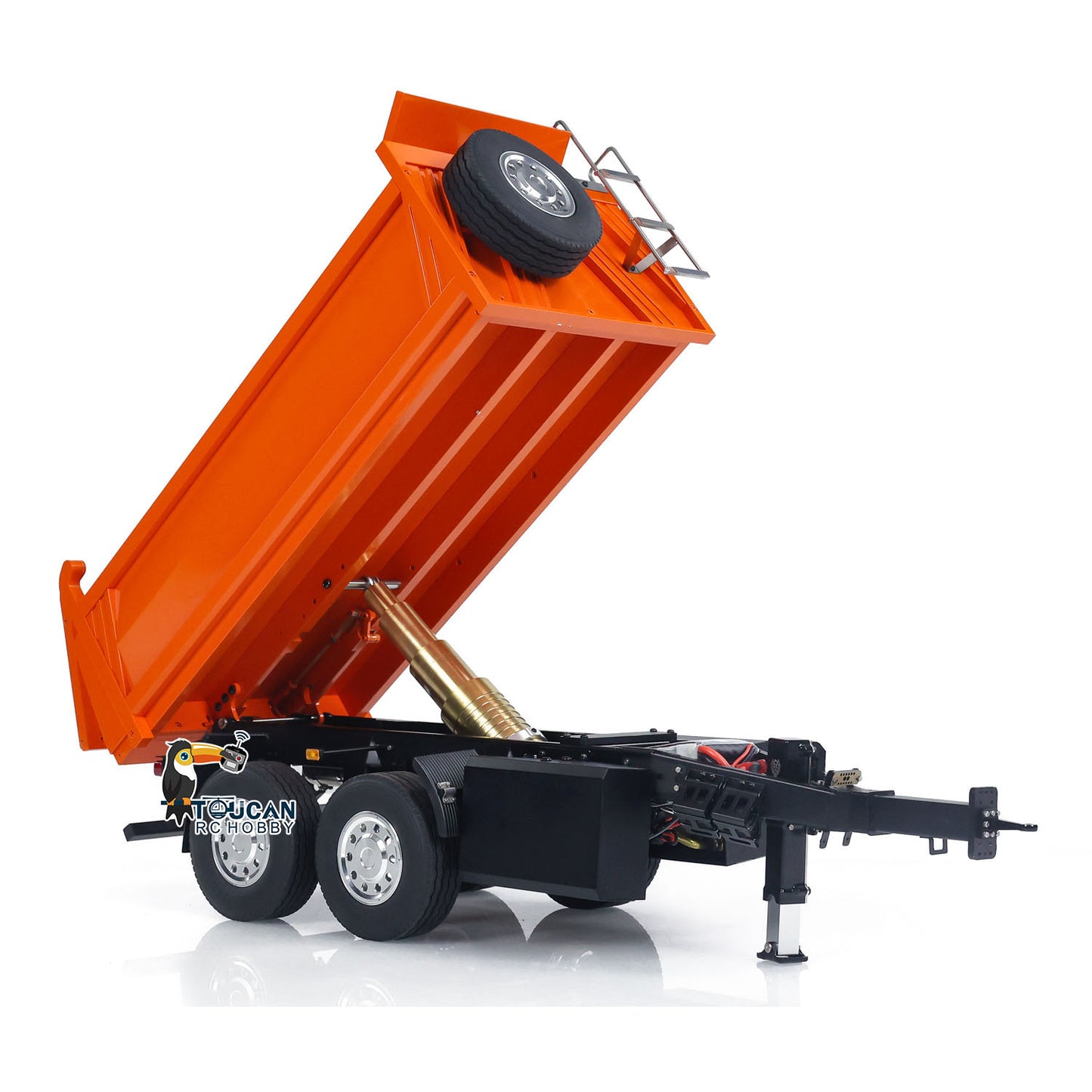 LESU Metal 1/14 2-Axle RC Hydraulic Equipment Radio Controlled Self-dumping Simulation Full Trailer DIY Models Painted