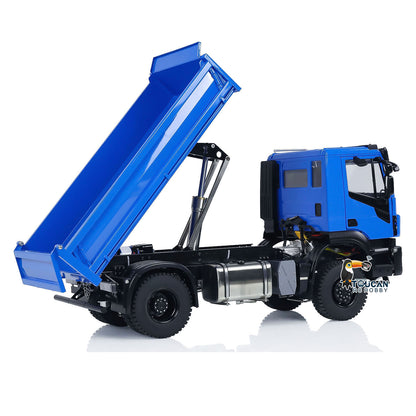 Metal 1/14 4x4 RC Hydraulic Dump Truck Customized Radio Control Tipper Car Simulation Model FlySky I6S Assembled and Painted