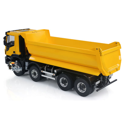 1/14 8x8 Hydraulic RC Dump Truck Metal Remote Control Tipper Car Assembled and Painted Sound Light 67x18.5x25cm