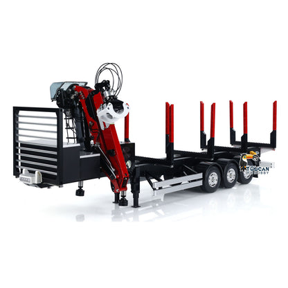 Customized LESU Hydraulic Metal Timber Crane 1/14 RC Log Trailer Flatbed Semi Trailer Painted and Assembled 99*40*20(cm) Light System