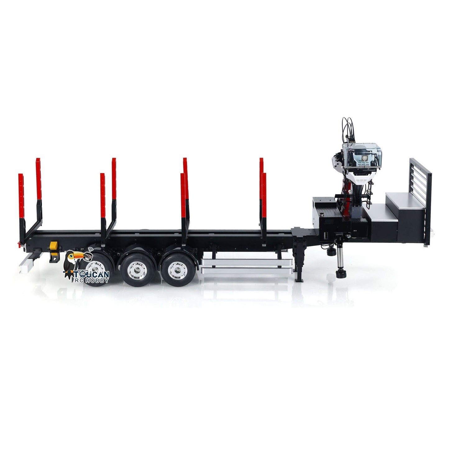 Customized LESU Hydraulic Metal Timber Crane 1/14 RC Log Trailer Flatbed Semi Trailer Painted and Assembled 99*40*20(cm) Light System