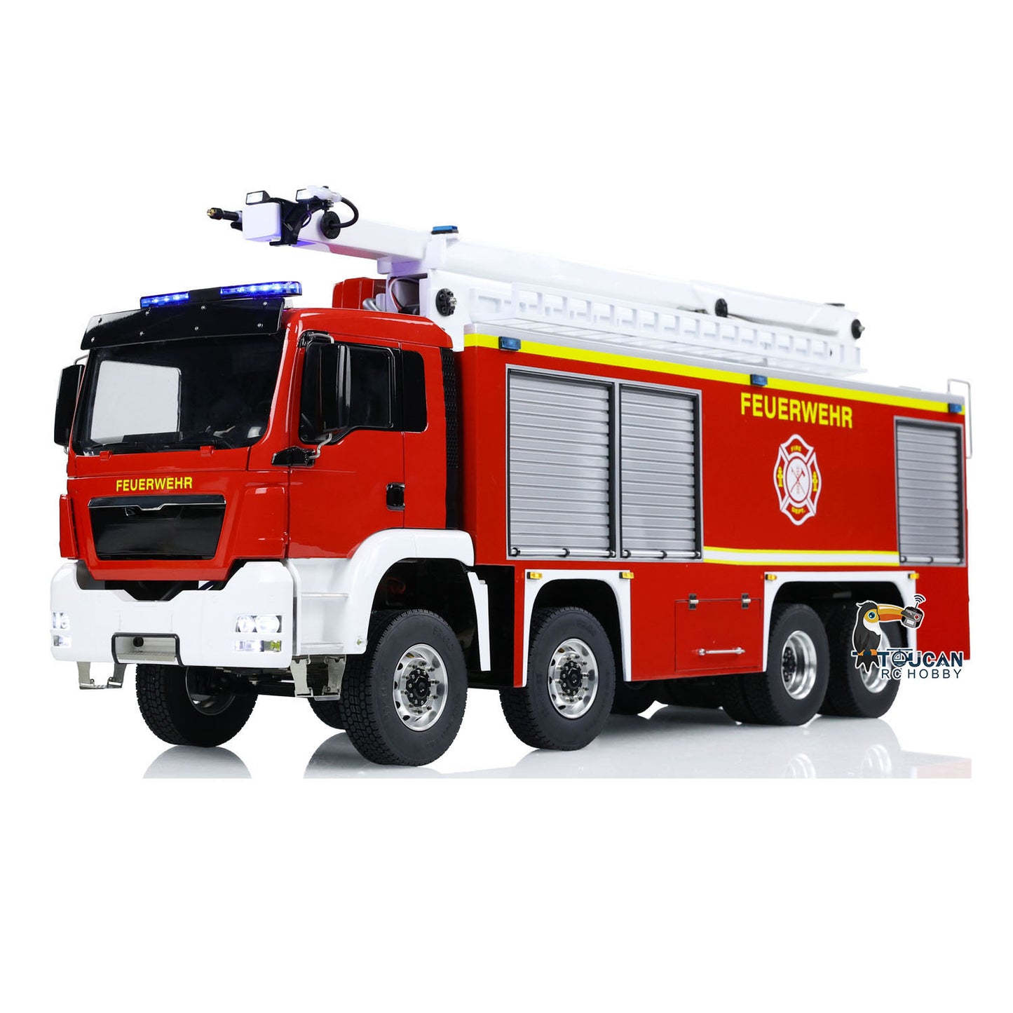 1/14 Metal Chassis RTR Rescue Fire Vehicle 8x4 RC High-reach Snozzle Fire Truck ST8 Radio System Battery 3363 Model Car