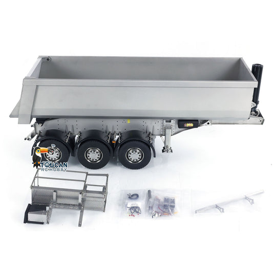 SCALECLUB 1/14 Hydraulic RC Dump Trailer 3 Axles for Radio Control Tractor Truck Sound Light System Assembled and Unpainted