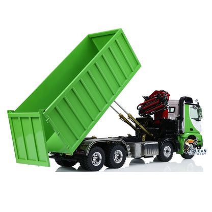 Metal LESU 1/14 RC Hydraulic Crane Dump Truck 8x8 RTR Car 3348 Dumper Waste Bin PL18EV Remote Controller Vehicle 2-Speed Gearbox