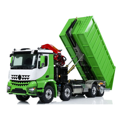 Metal LESU 1/14 RC Hydraulic Crane Dump Truck 8x8 RTR Car 3348 Dumper Waste Bin PL18EV Remote Controller Vehicle 2-Speed Gearbox