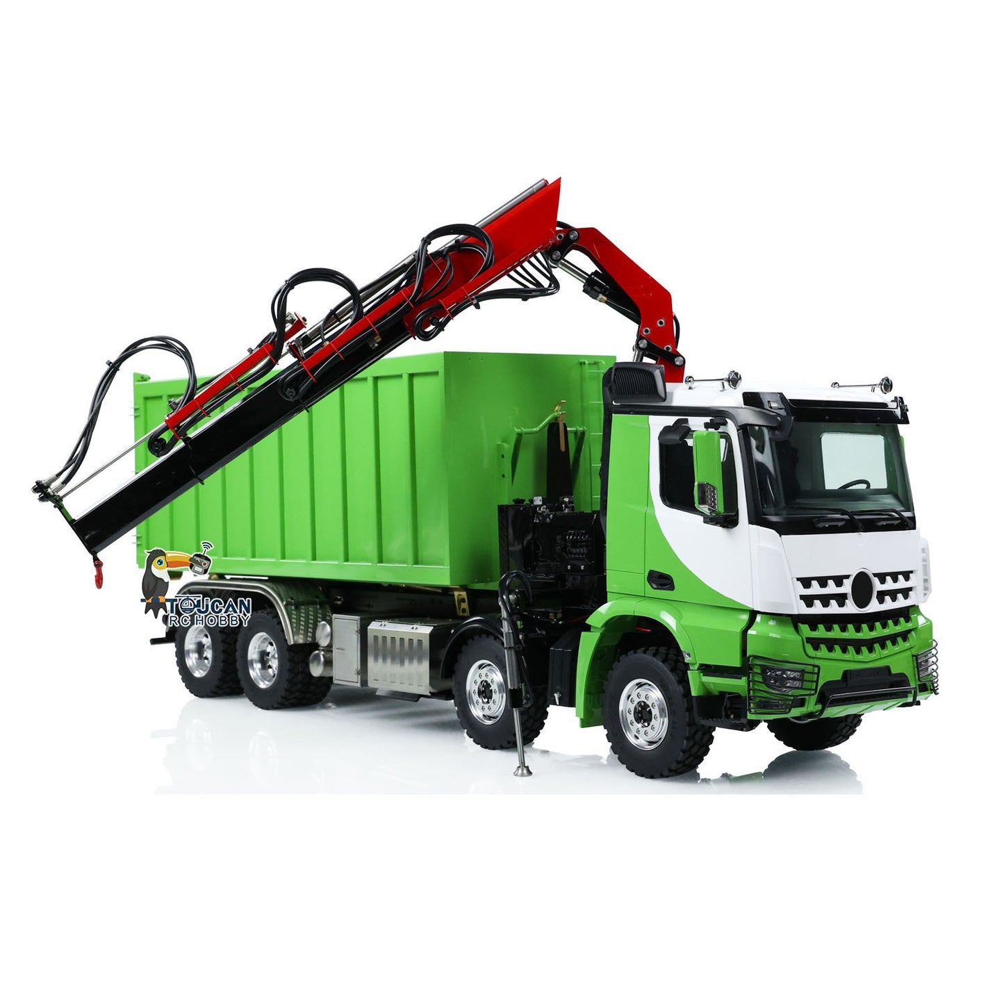 Metal LESU 1/14 RC Hydraulic Crane Dump Truck 8x8 RTR Car 3348 Dumper Waste Bin PL18EV Remote Controller Vehicle 2-Speed Gearbox