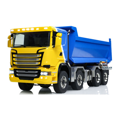 Metal 1/14 Hydraulic RC Dump Truck 8x8 Full Dumper Car With U-shaped High Bucket Differential Lock Axles SC Emulated Car Models