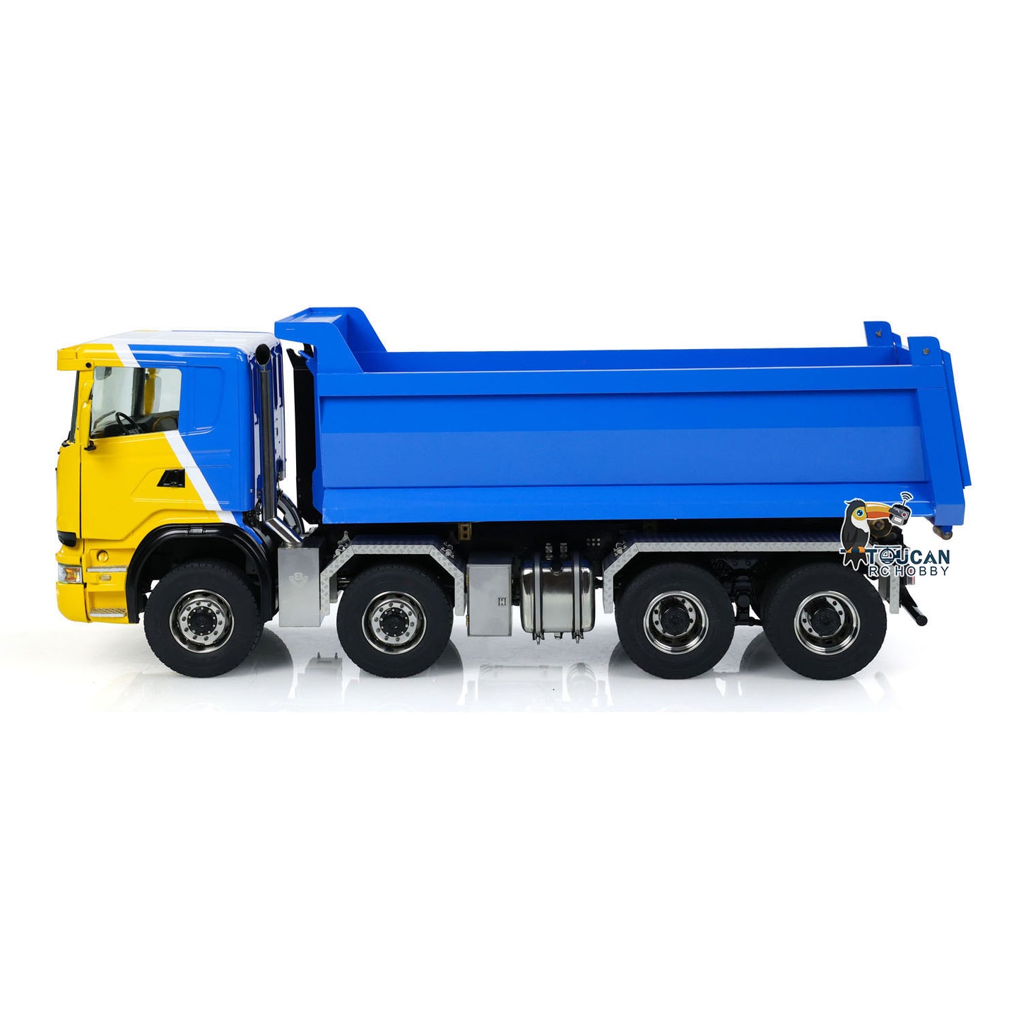 Metal 1/14 Hydraulic RC Dump Truck 8x8 Full Dumper Car With U-shaped High Bucket Differential Lock Axles SC Emulated Car Models