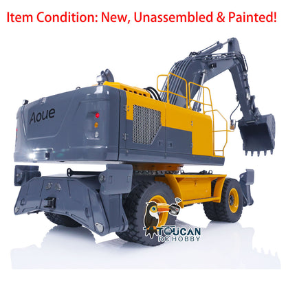 1/14 LESU RC Metal Hydraulic Aoue ET30H Wheeled Excavator Model Pump Cabin Sticker Display Grapple Ripper Bucket Scraper Compactor