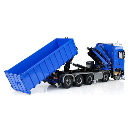 770S 1:14 5 Axles 10x10 Metal Chassis RC Hydraulic Dump Truck Remote Control Crane Full Roll Off Dumper Frsky XE Lite RC Vehicle Model