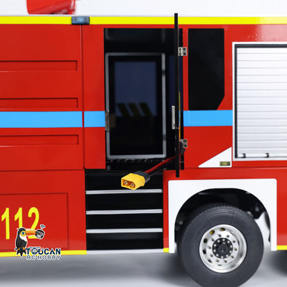 IN STOCK 8x4 1/14 Scale Metal RC Fire Fighting Truck Chassis Radio Control Fire Car Light Sound FlySky ST8 Motor Servo Assembled Painted