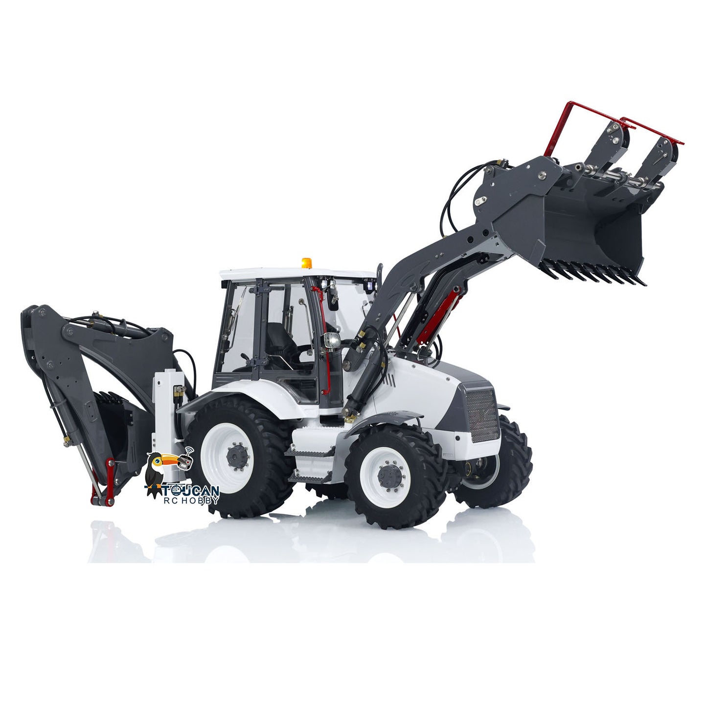 LESU 1/14 Scale RC Hydraulic Backhoe Loader AOUE BL71 Radio Controlled Construction Vehicle Loader Excavator 2 in 1 Model PL18EVLite Painted Assembled Multi functional loader