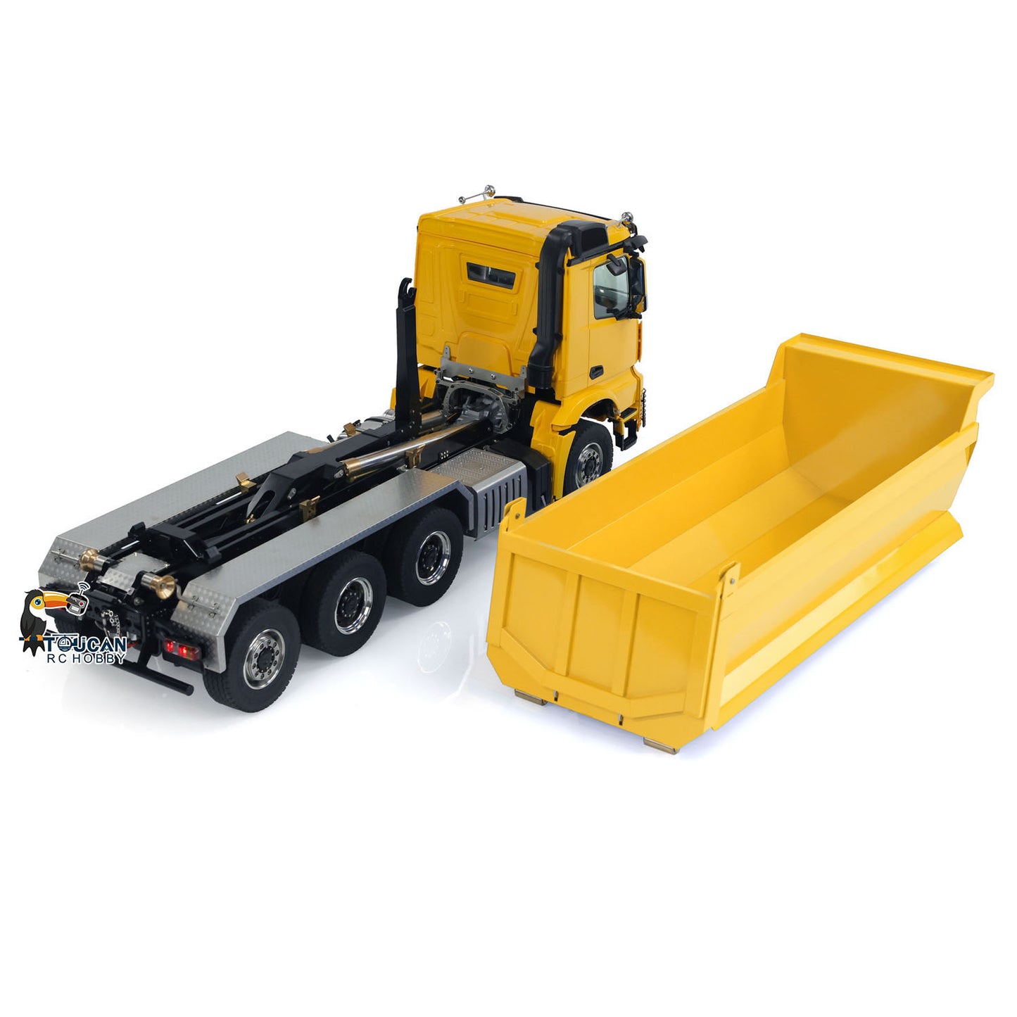 1/14 8x8 RC Hydraulic Dumper Car Roll On Full Dump Rear Axle Steering with U-shaped High Short Standard Bucket Timber Flatbed