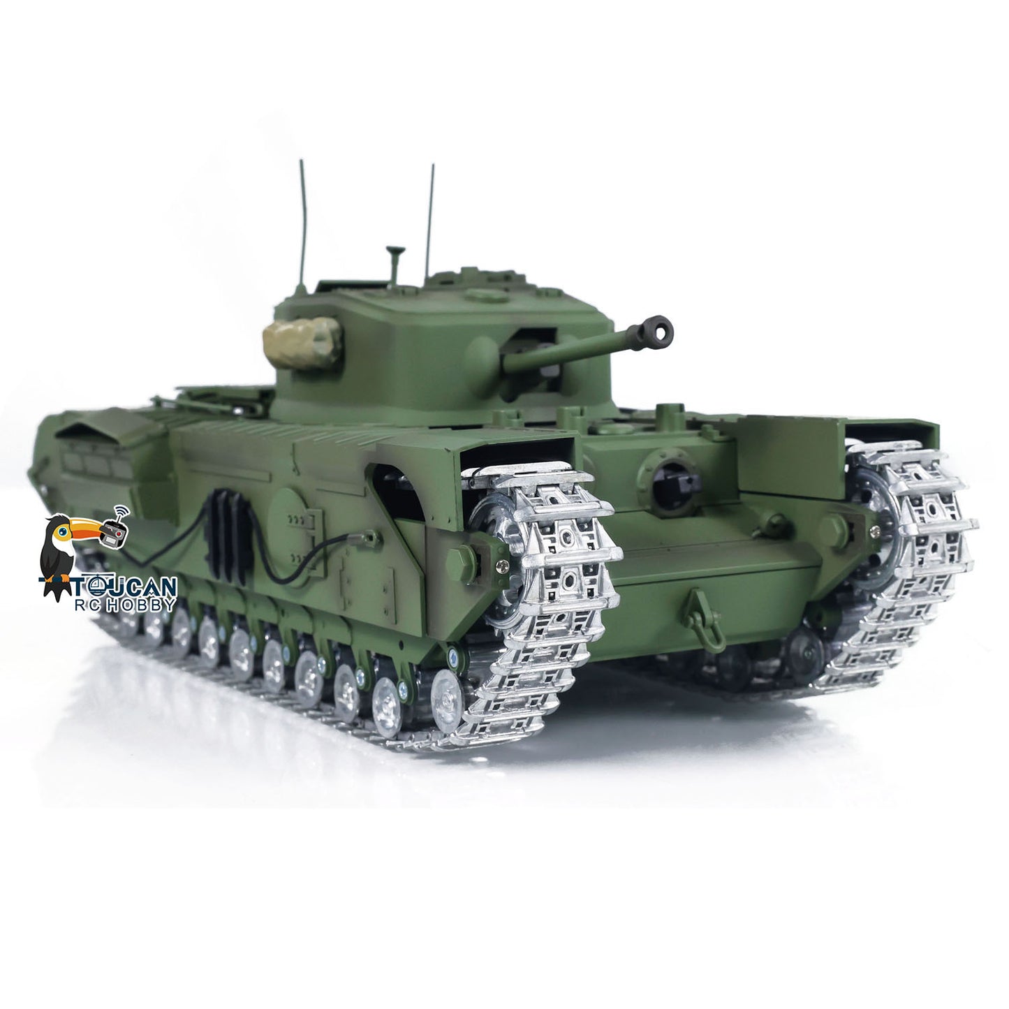 US STOCK Tongde 1/16 Military RC Tank Churchill Mk.VII Metal Tracks Wheels Gearbox Infrared Battle Model Radio Control Armored Vehicles Battery