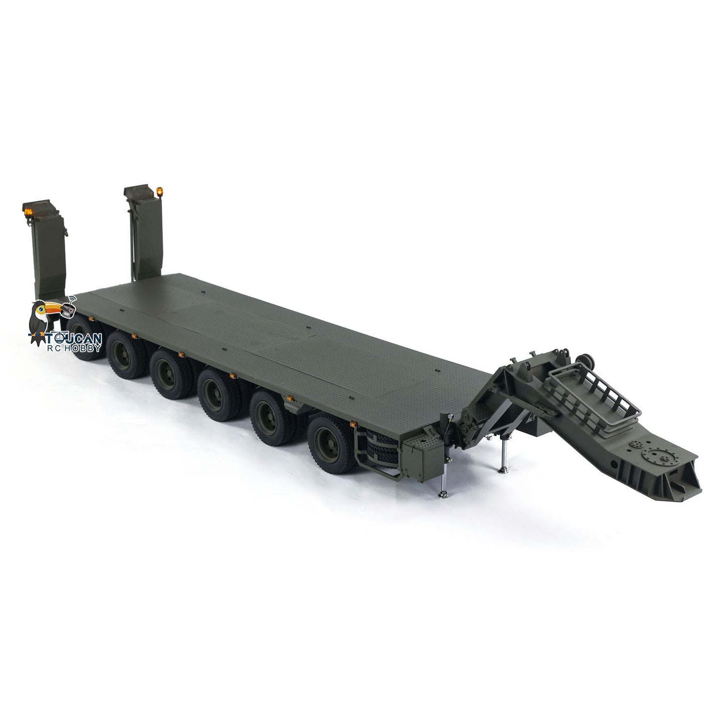 Metal RC Hydraulic Semi Trailer for 1/14 Elefant FAUN SLT-56 Tank Transporter Simulation Vehicle Model Light 6 Axles Servo