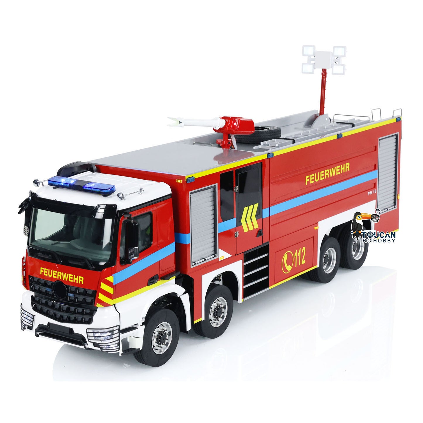 1/14 RC Fire Fighting Truck 8x8 Radio Control Fire Car Light Sound Metal Chassis Assembled and Painted Motor ESC Servo