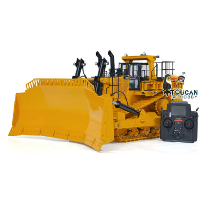 1/10 RC Hydraulic Bulldozer Heavy Duty Giant PL18EV Remote Control Dozer Model Smoking Unit FlySky PL18EV Assembled and Painted