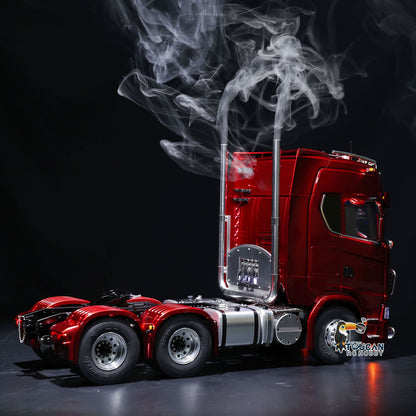 LESU 1/14 RC Tractor Truck 6*6 770S Metal Chassis Light Sound Smoke Differential Lock Axles 2-Speed Assembled