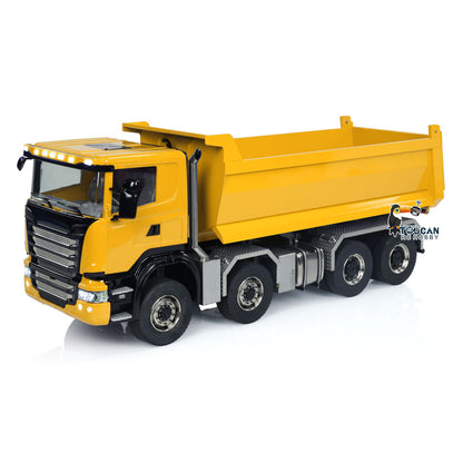 Metal 8x8 1/14 RC Hydraulic Dump Truck Remote Controlled Roll-on Full Car U-shaped Short High Bucket Timber Flatbed