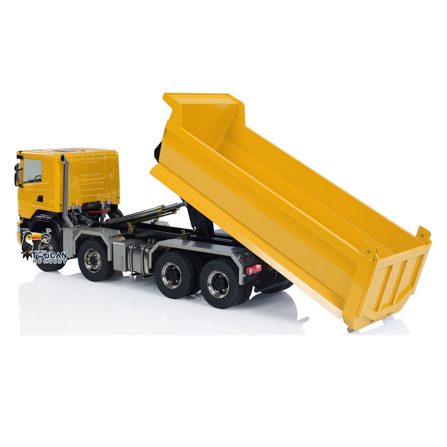 Metal 8x8 1/14 RC Hydraulic Dump Truck Remote Controlled Roll On Off Full Car U-shaped Short High Bucket Timber Flatbed