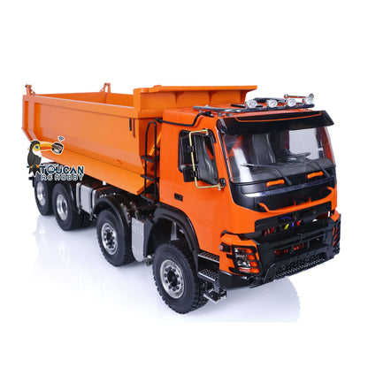 JDM 1/14 8*8 RC Metal Hydraulic Dumper Assembled Painted Truck 2Speed Gearbox Diff Lock Axle Pump Bucket FS-i6S Sound System Model