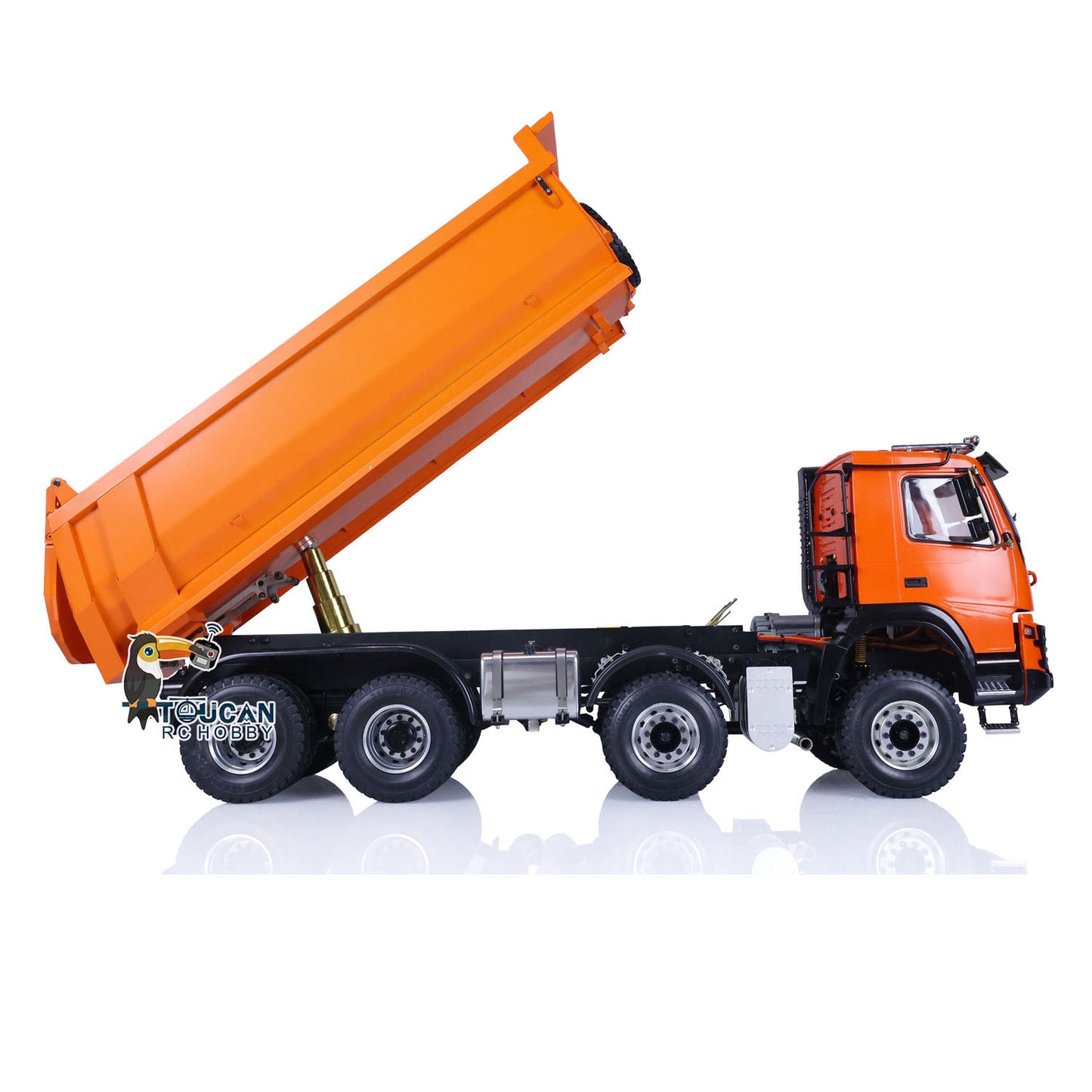 JDM 1/14 8*8 RC Metal Hydraulic Dumper Assembled Painted Truck 2Speed Gearbox Diff Lock Axle Pump Bucket FS-i6S Sound System Model