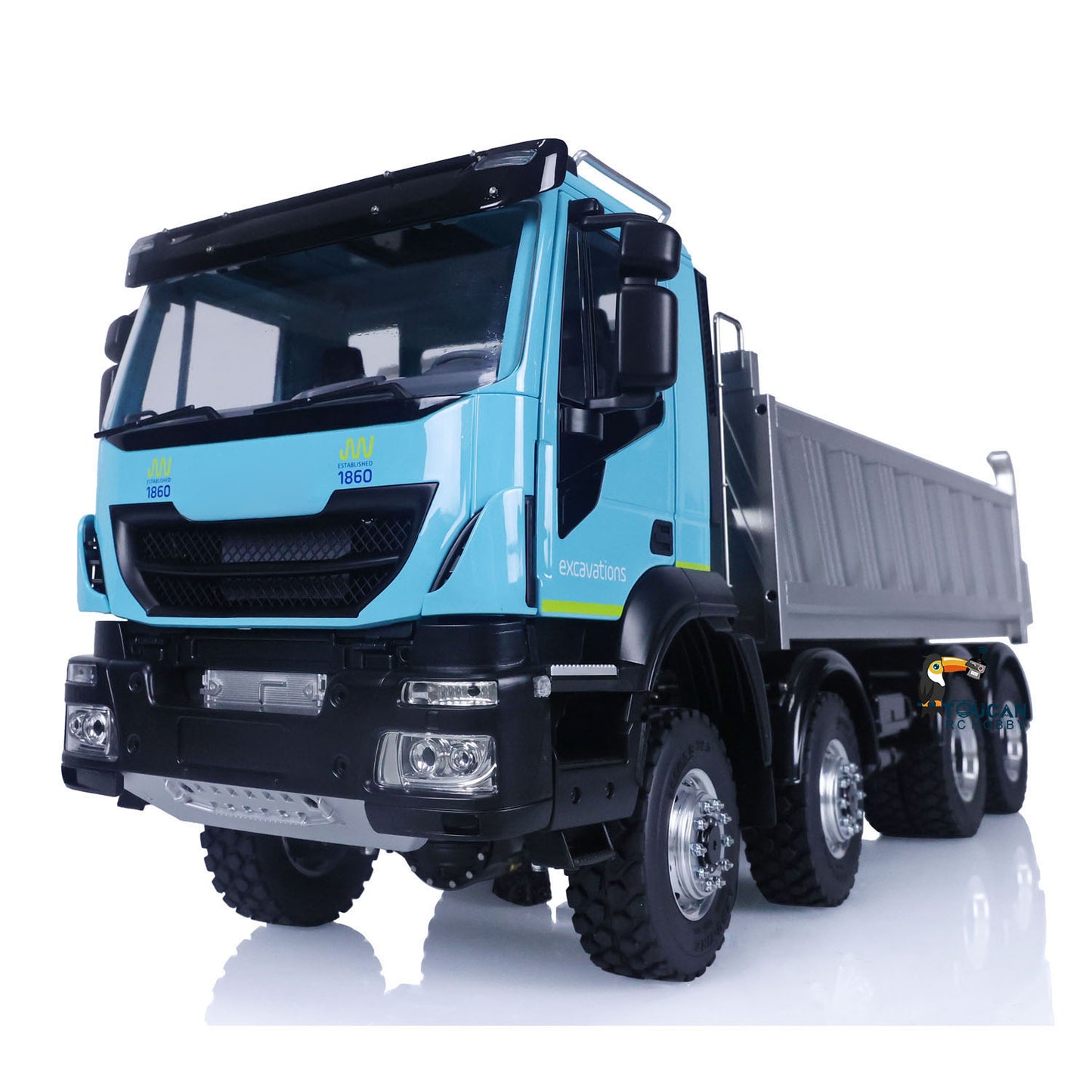 LESU 1/14 8X8 RC Painted Dump Truck Hydraulic Tipper Car for Radio Control Dumper Truck Model Sound Light System Motor Servo ESC