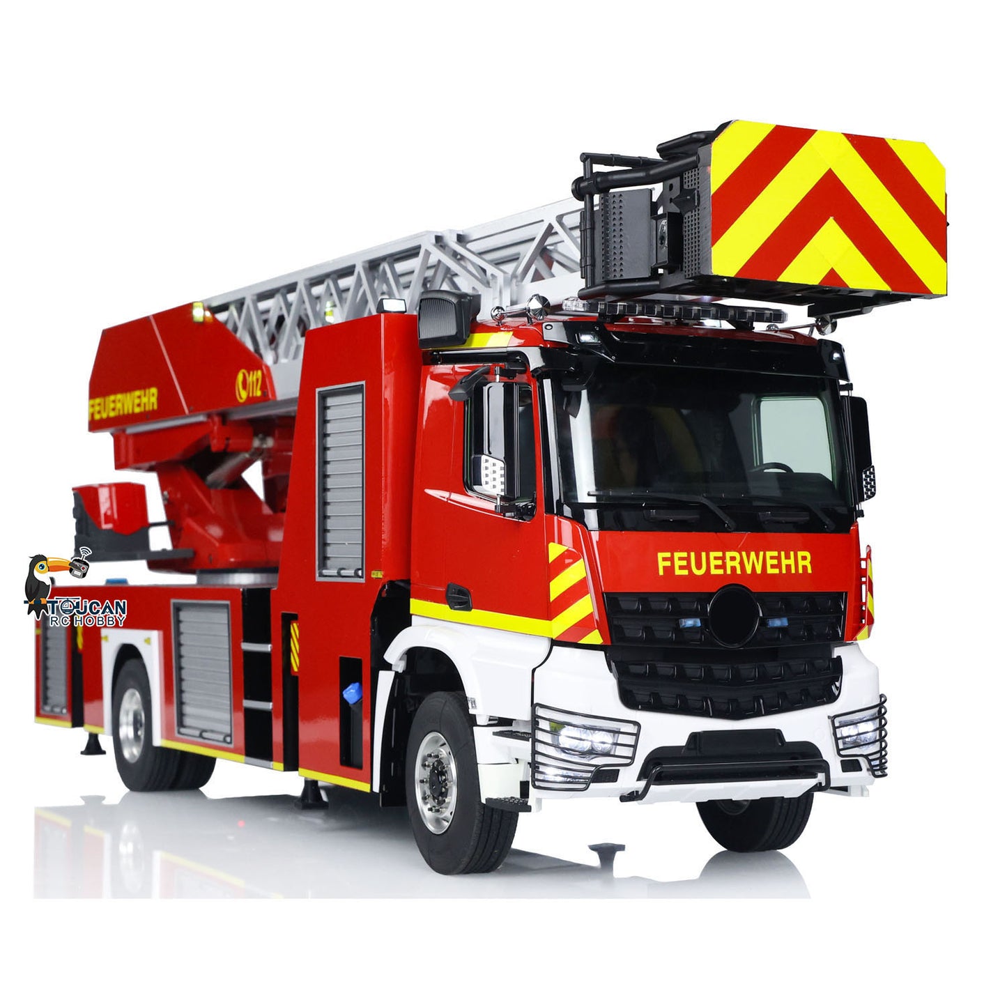 1/14 770S FMX MAN 4X2 Metal Chassis Electric Lift Ladder Truck RC Fire Truck Simulation Vehicle Model ST8 Radio 2Speed LIght Sound