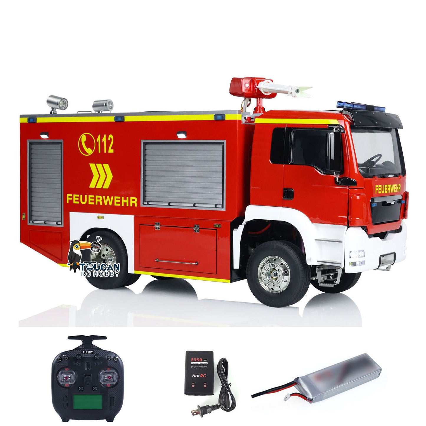 4x2 RC Fire Fighting Truck 1:14 2-speed Transmission Radio Control Fire Vehicles Assembled and Painted Sound Light System