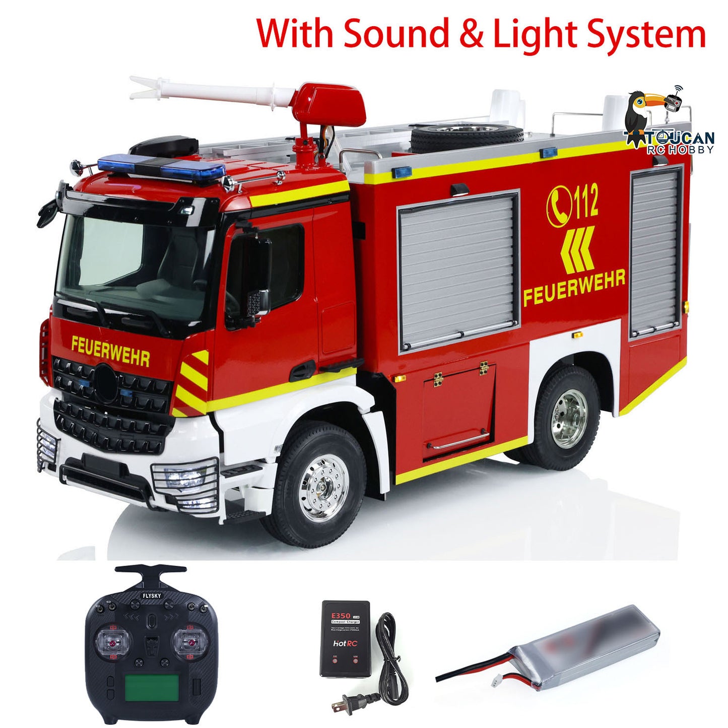 1/14 RC Fire Fighting Truck 4x2 Electric Car Wireless Control Fire Vehicle Assembled and Painted Model Water Spray