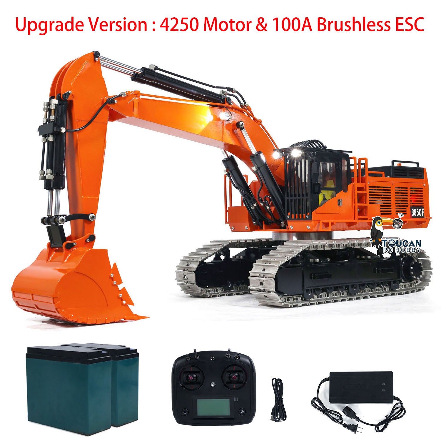 385CF 1/8 Hydraulic RC Excavator Metal Giant Remote Control Construction  Vehicle Ready to Run Painted Assembled ESC Servo Motor