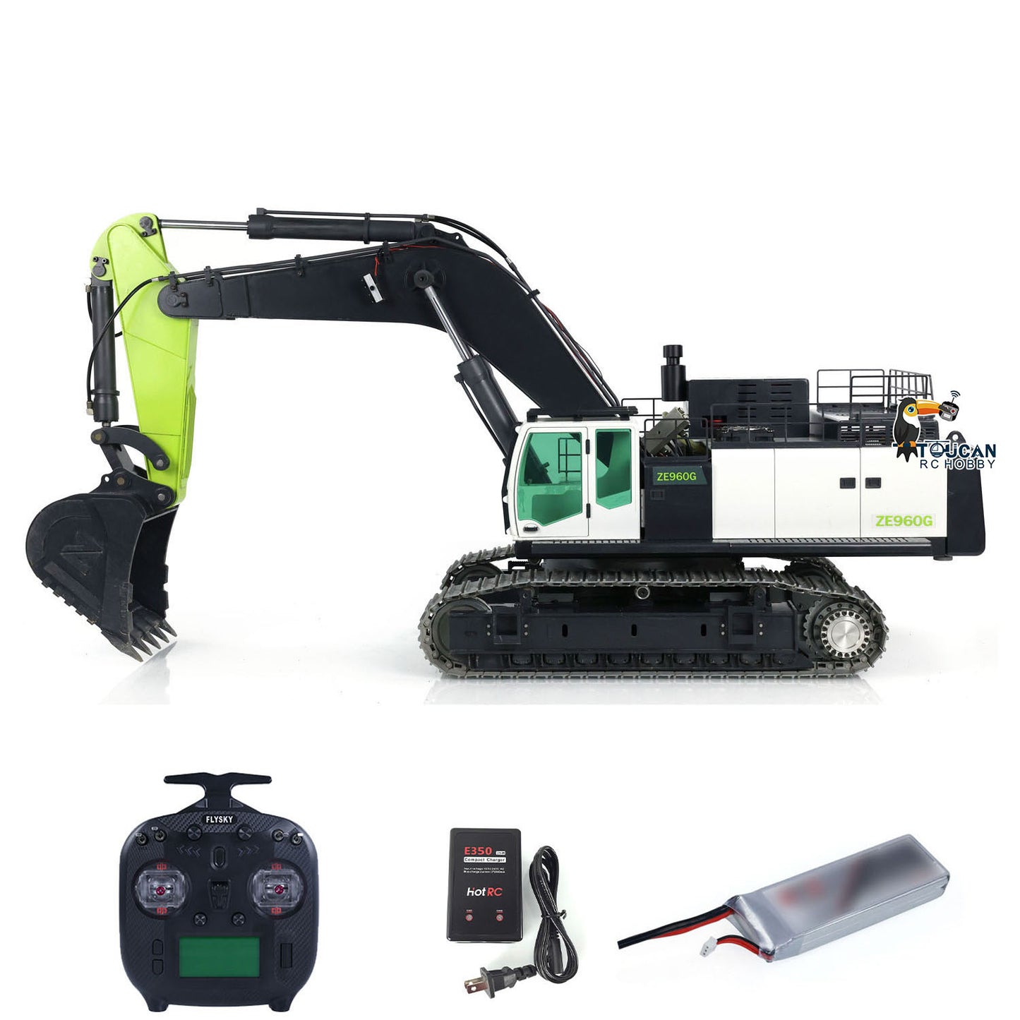 ZOOMLION Metal 1/12 ZE960G RC Hydraulic Excavators Double Pump RTR Radio Control Digger Assembled and Painted Smoke Unit