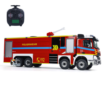 IN STOCK 8x4 1/14 Scale Metal RC Fire Fighting Truck Chassis Radio Control Fire Car Light Sound FlySky ST8 Motor Servo Assembled Painted