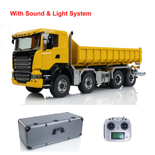 1/14 8x8 RC Hydraulic Full Dump Truck Roll-on Dumper Trucks 3-speed Transmission Differential Lock Axles Motor Servo ESC