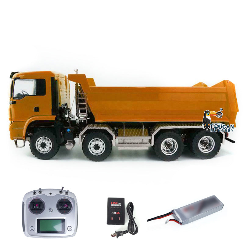 LESU 8x8 Hydraulic RC Dump Truck 1/14 RTR Metal Radio Control Tipper Car Model Assembled and Painted LED Light Sound System