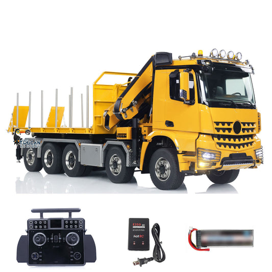 1:14 10*10 RC Hydraulic Crane Full Dump Metal Lorry Rear Axle Steering with U-shaped Short High Standard Bucket Timber Flatbed