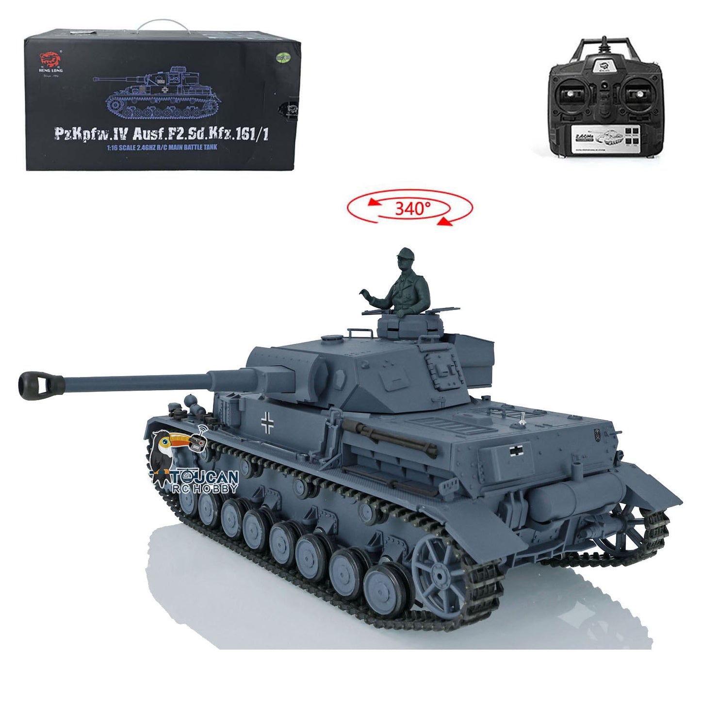 US STOCK 2.4Ghz Henglong 1:16 Scale 7.0 Plastic German Panzer IV F2 RTR RC Tank Model 3859 BB Shooting Unit IR Transmitter