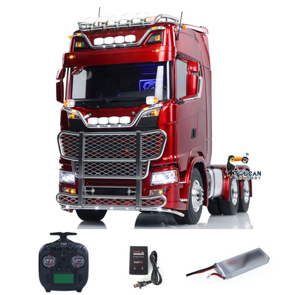 LESU 1/14 RC Tractor Truck 6*6 770S Metal Chassis Light Sound Smoke Differential Lock Axles 2-Speed Assembled