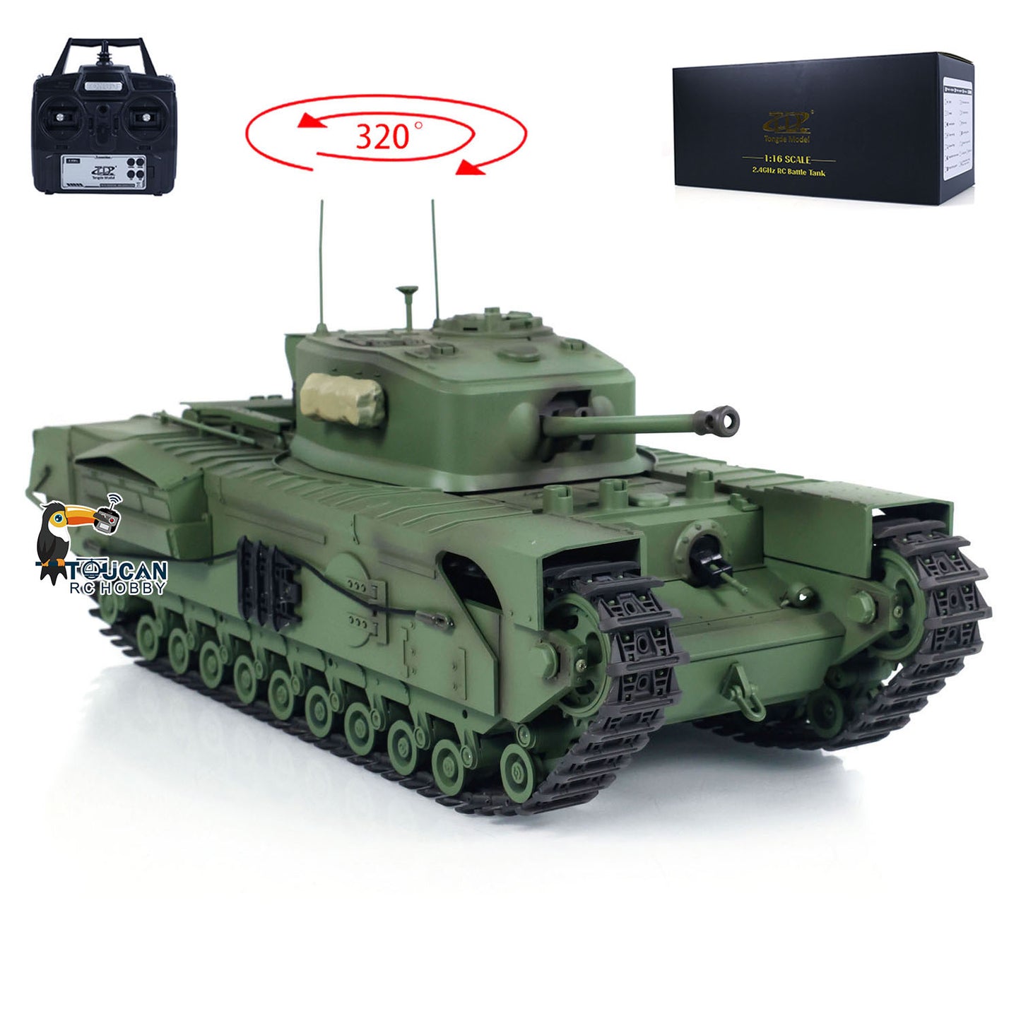 IN STOCK 1/16 Tongde RC Battle Tank Churchill Mk.VII Remote Controlled Panzer Electric Infantry Fighting Vehicles Barrel Recoil System