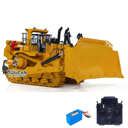 1/10 RC Hydraulic Bulldozer Heavy Duty Giant PL18EV Remote Control Dozer Model Smoking Unit FlySky PL18EV Assembled and Painted