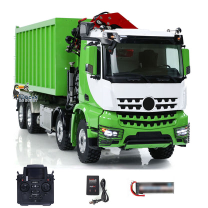 Metal LESU 1/14 RC Hydraulic Crane Dump Truck 8x8 RTR Car 3348 Dumper Waste Bin PL18EV Remote Controller Vehicle 2-Speed Gearbox