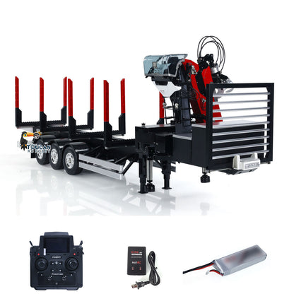 Customized LESU Hydraulic Metal Timber Crane 1/14 RC Log Trailer Flatbed Semi Trailer Painted and Assembled 99*40*20(cm) Light System